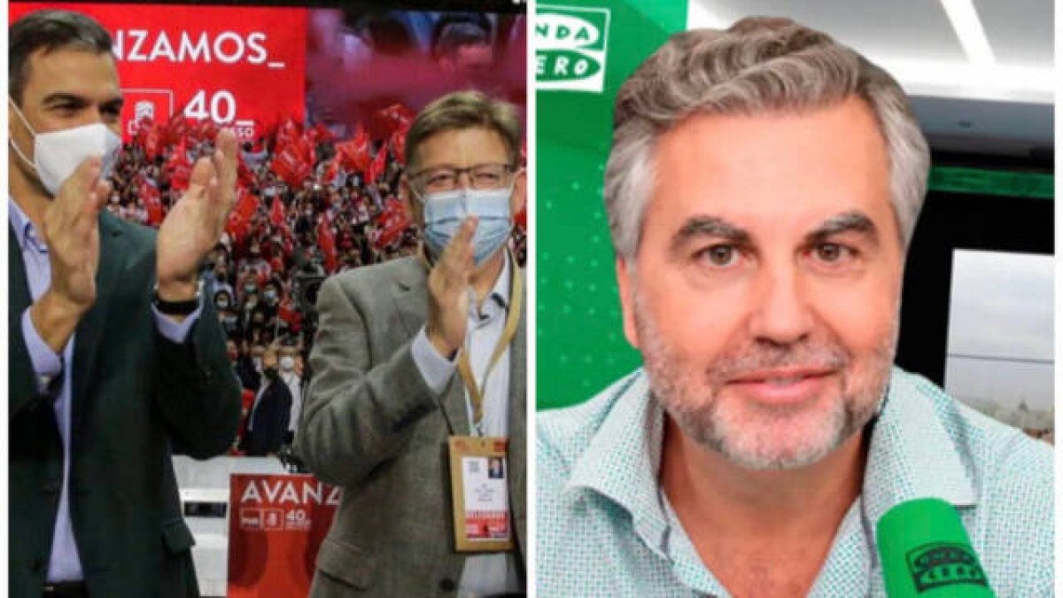 Pedro Sánchez, Ximo Puig y Carlos Alsina