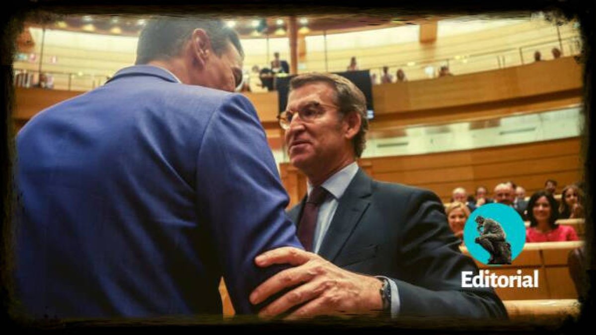 Pedro Sánchez y Alberto Núñez Feijóo, en el Senado