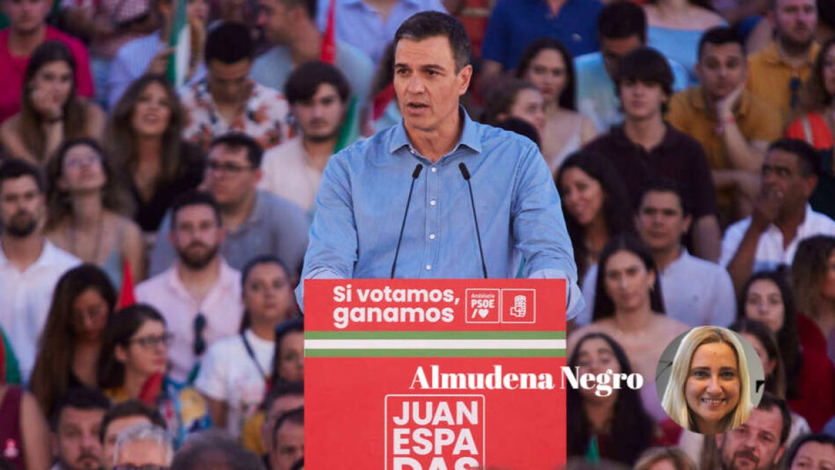 Pedro Sánchez en un mitin del PSOE