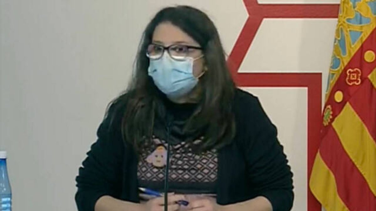 Mónica Oltra en la rueda de prensa del pleno del Consell