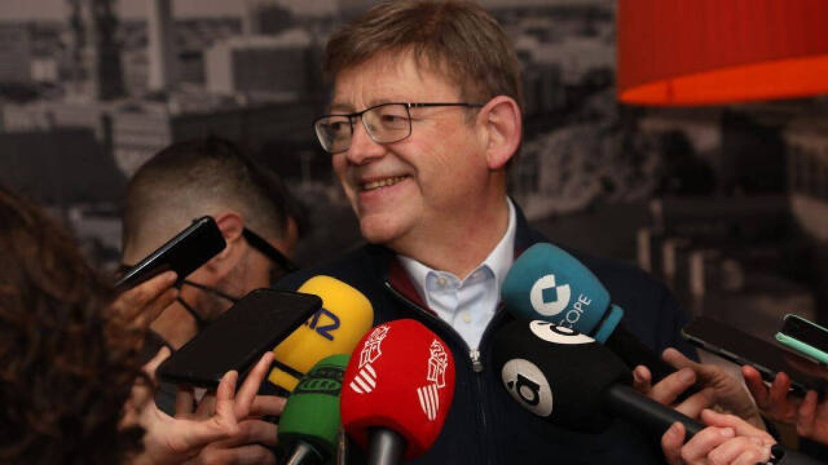 El president de la Generalitat, Ximo Puig, durante la rueda de prensa en Berlín.