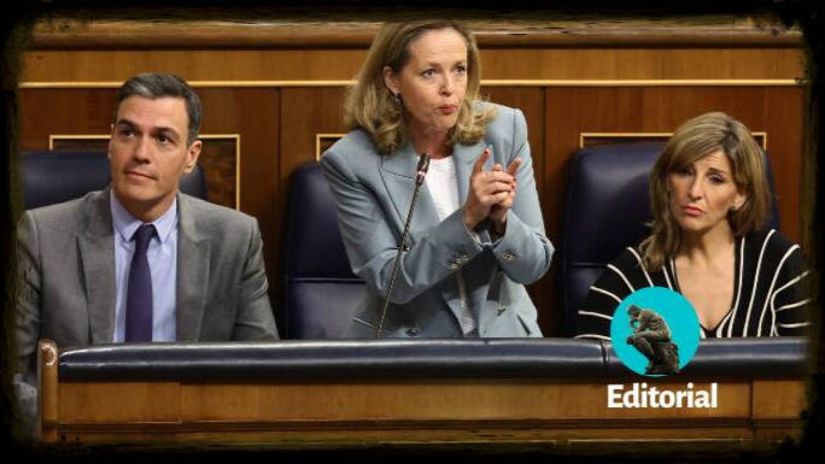 Pedro Sánchez, Nadia Calviño y Yolanda Díaz