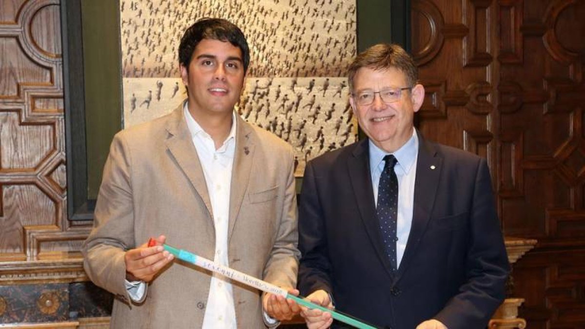 Rhamsés Ripollés, alcalde de Morella, junto a Ximo Puig, president de la Generalitat.
