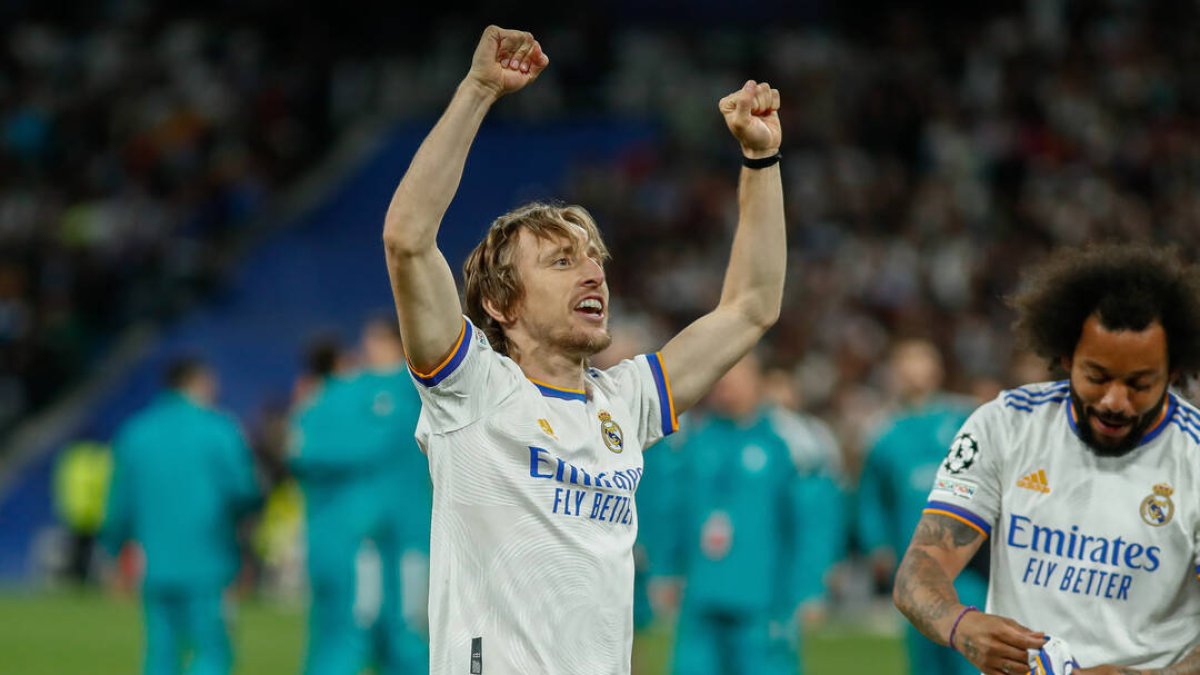 Modric celebra la clasificación a la final de la Champions.