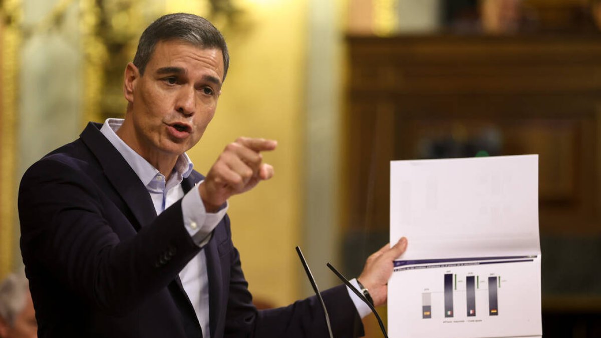 Sánchez, este jueves en la tribuna del Congreso.