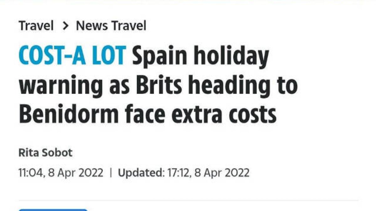 Titular de The Sun alertando sobre la tasa turística