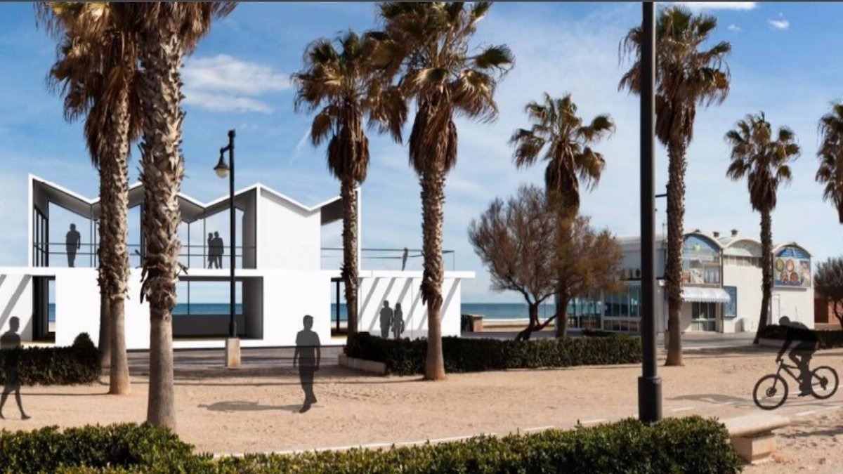 Recreación con la imagen de los restaurantes del Paseo Marítimo de València en su estado actual y tras la reforma prevista. - DESARROLLO Y RENOVACIÓN URBANA, VALÈNCIA