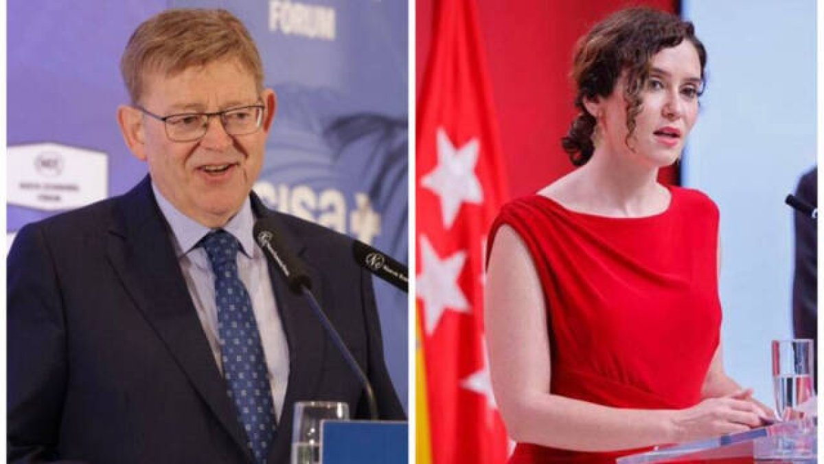 Ximo Puig en su conferencia de Madrid e Isabel Díaz Ayuso