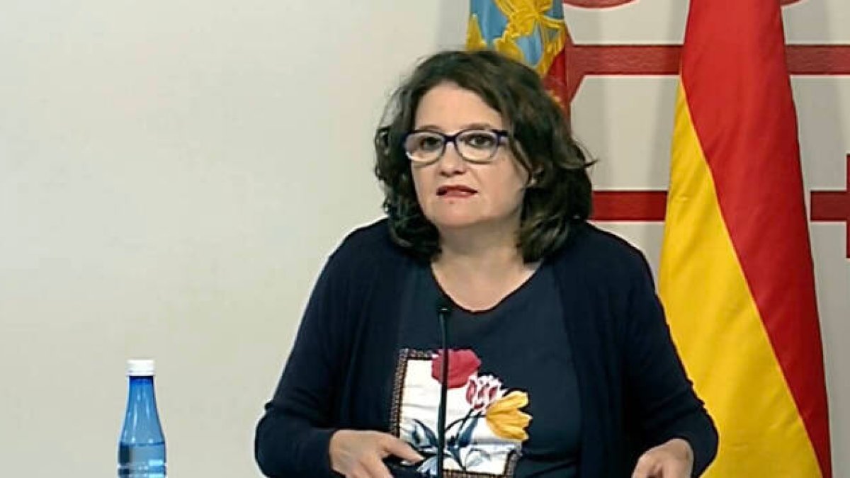 Mónica Oltra en la rueda de prensa tras el pleno del Consell