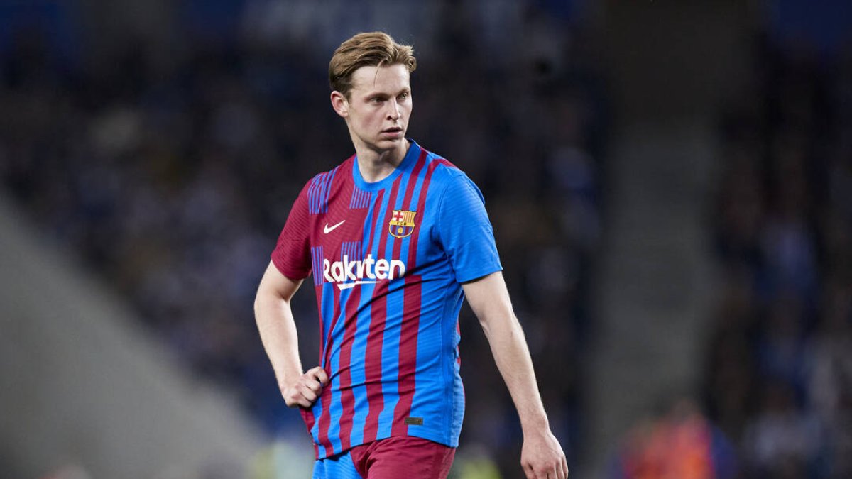 Frankie De Jong durante un partido con el Barcelona durante la temporada pasada.