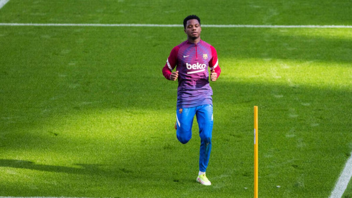 Ansu Fati, durante un entrenamiento