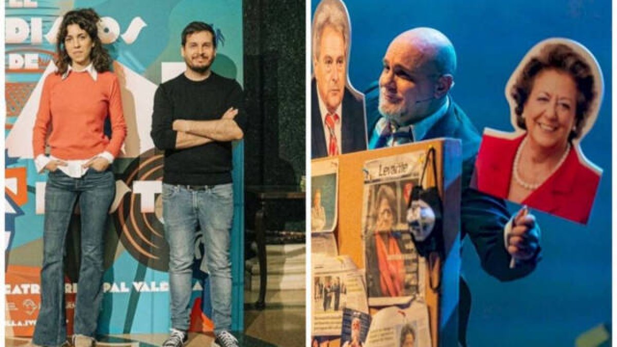 Pau Alabajos presentando la obra 'El tocadiscos de Fuster' y Xavi Castillo con la suya