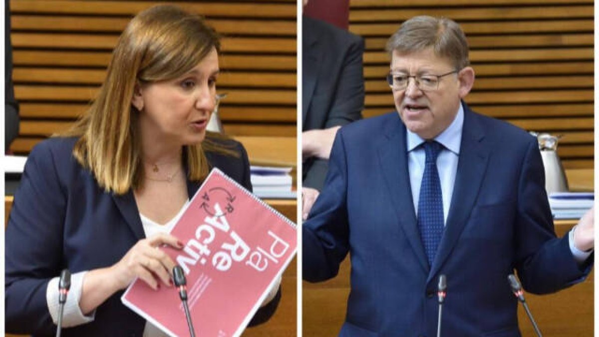 María José Catalá y Ximo Puig en la sesión de control