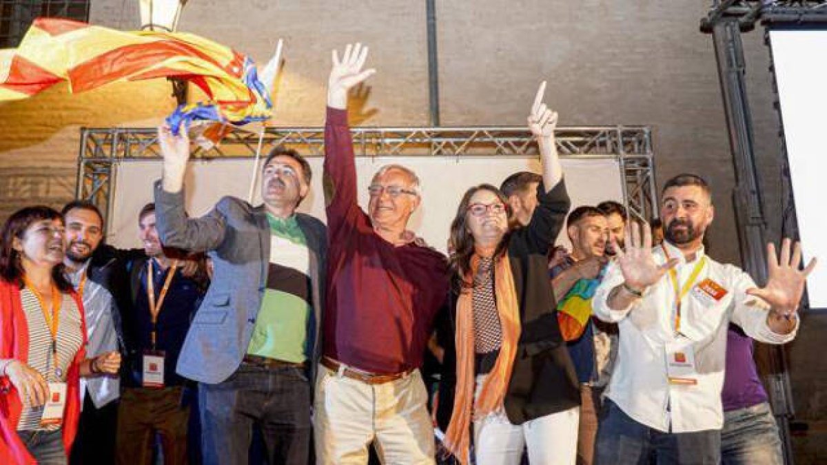 Compromís celebrando la victoria en las elecciones de 2019.