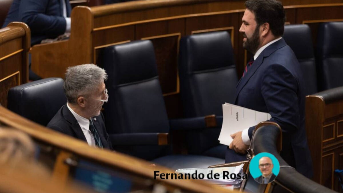El ministro del Interior, Fernando Grande-Marlaska, y el diputado por el partido EH Bildu, Jon Iñarritu