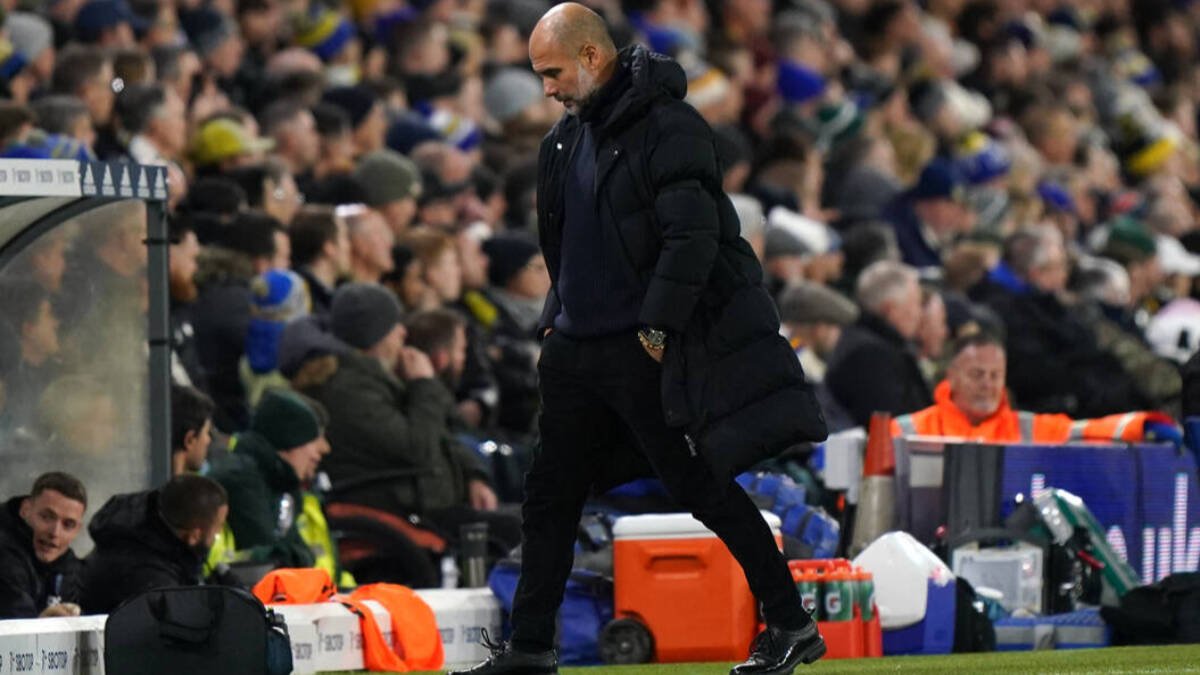 Pep Guardiola durante un partido con el Manchester City.