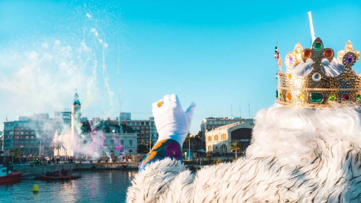 Los Reyes Magos en La Marina de Valencia en 2019.