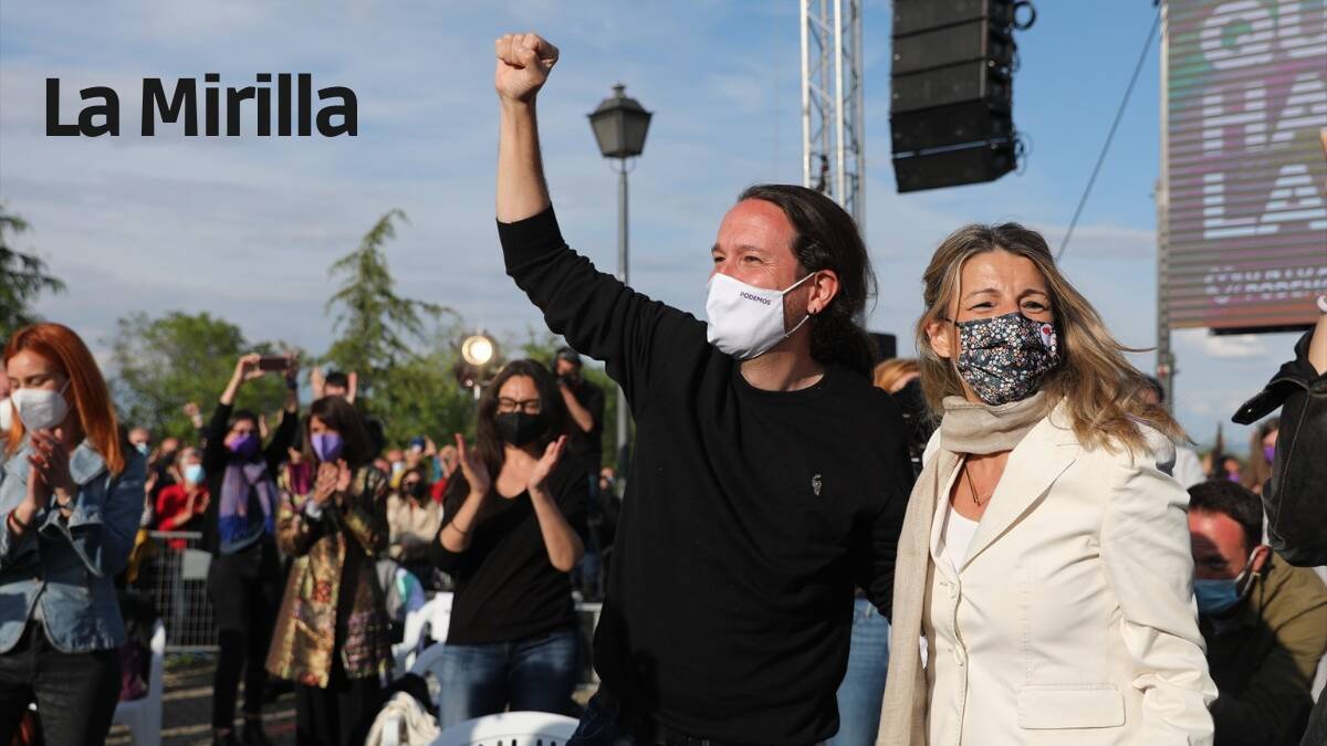 Yolanda Díaz y Pablo Iglesias en mayo de 2021