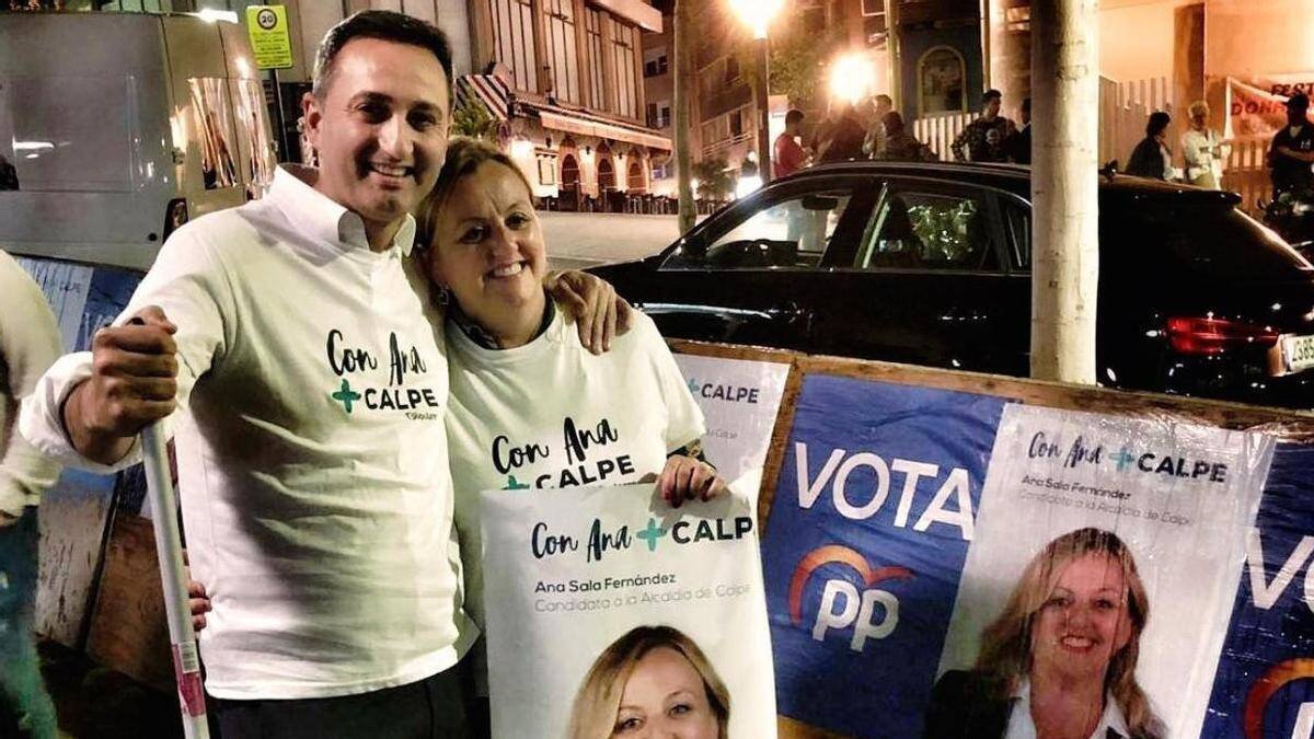 Ana Sala, actual alcaldesa de Calpe, y César Sánchez, en las elecciones de 2019