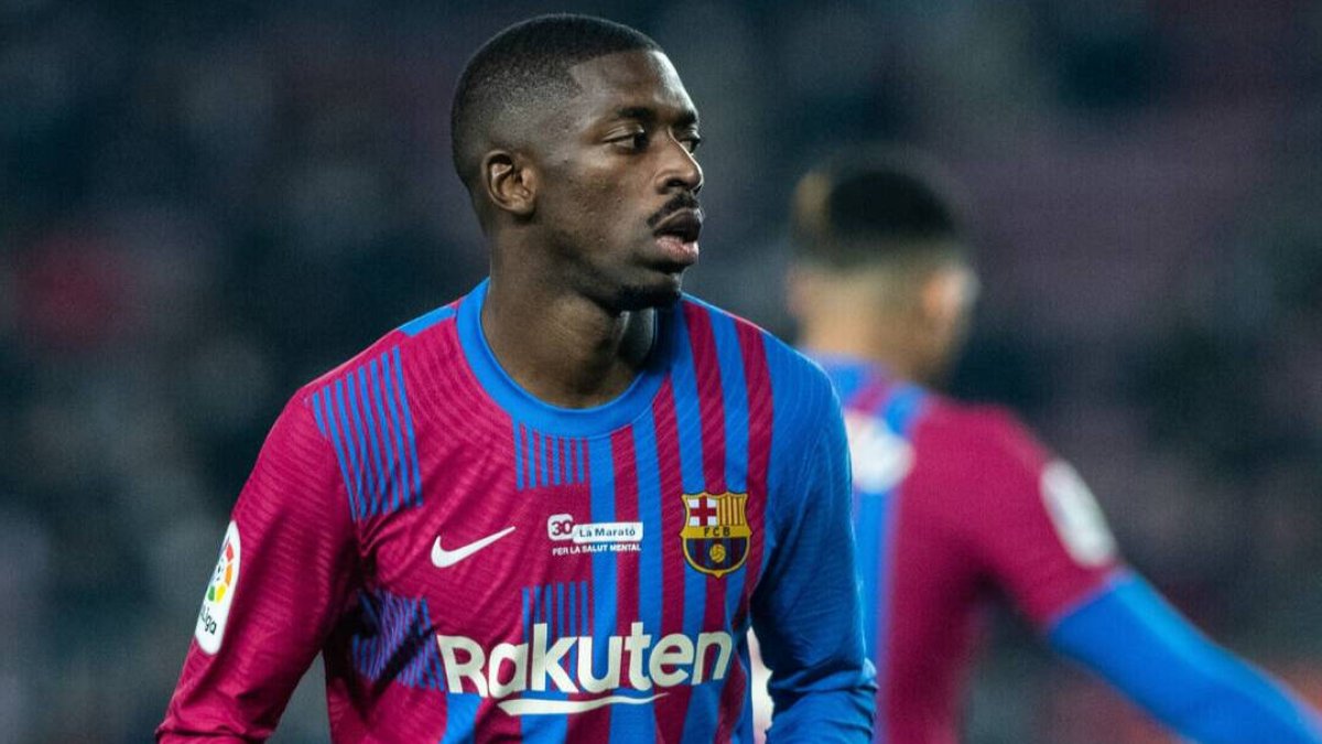 Dembélé, durante un partido con el Barcelona