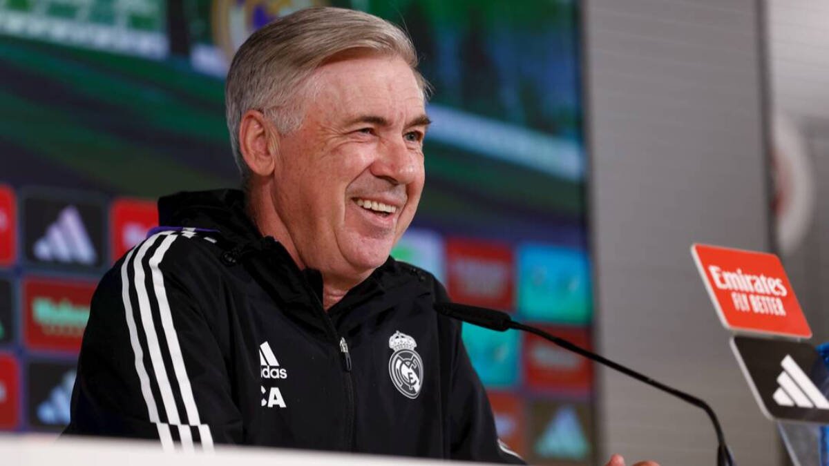 Carlo Ancelotti durante una rueda de prensa con el Real Madrid.