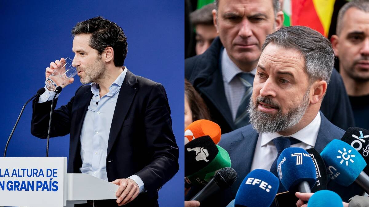 El portavoz de campaña del PP, Borja Sémper, y el líder de Vox, Santiago Abascal.