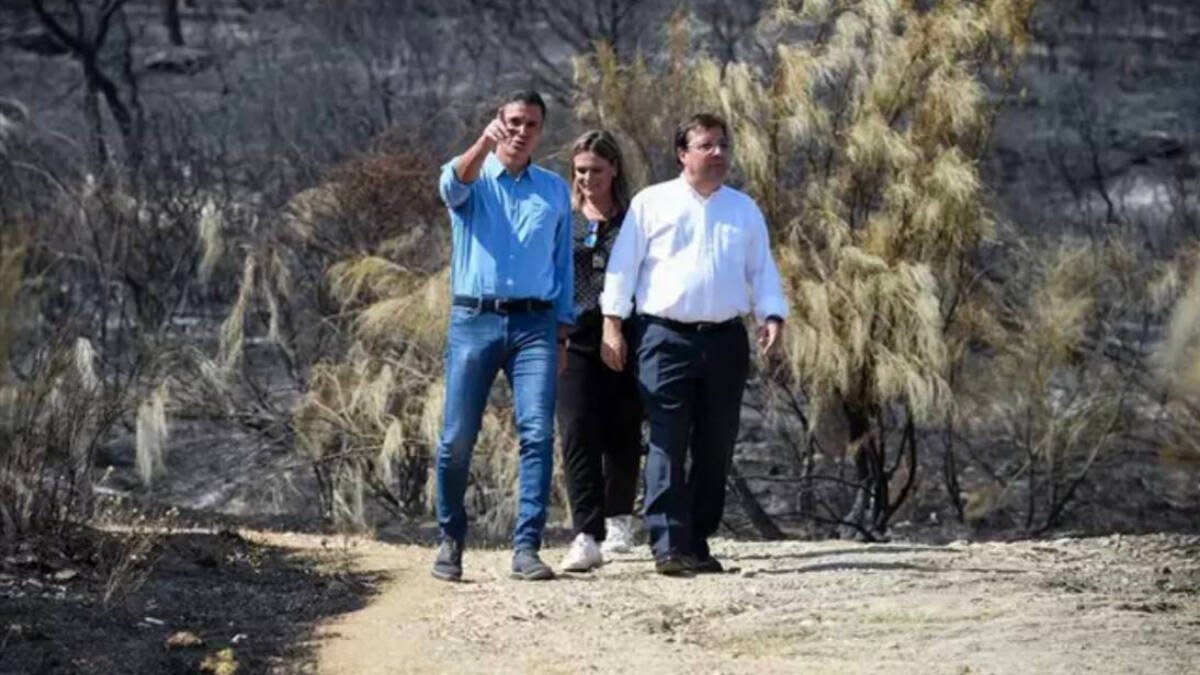 Pedro Sánchez visita un incendio