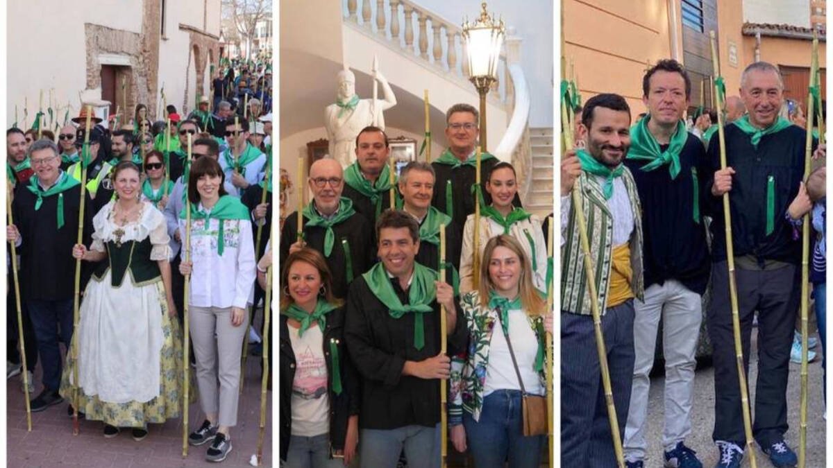Dirigentes de PSOE, PP y Compromís en la romería de las cañas