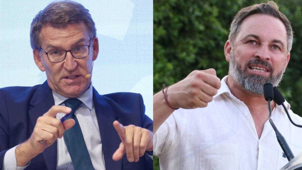 Los presidentes del Partido Popular y de Vox, Alberto Núñez Feijóo y Santiago Abascal.
