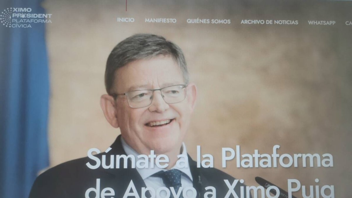 Imagen de la portada de la web de la plataforma de apoyo a Ximo Puig