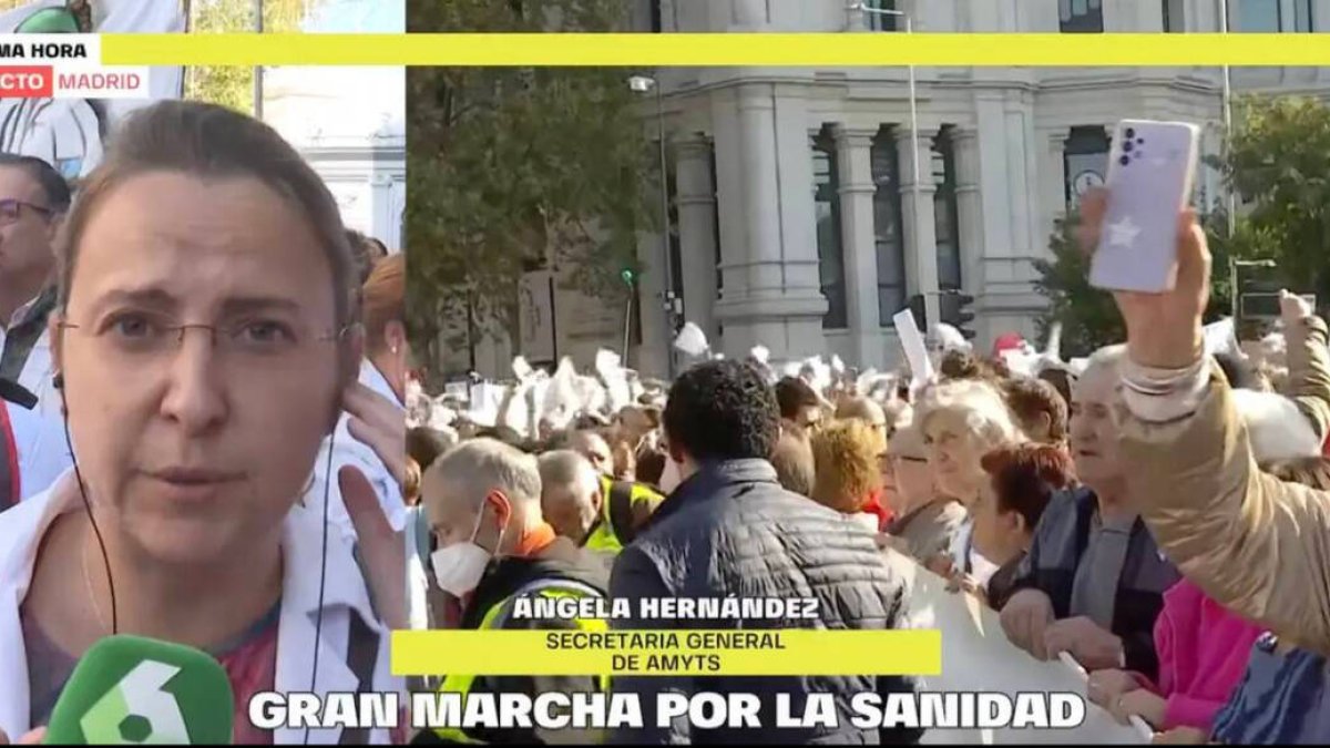Ángela Hernández de AMYTS eb la manifestación de Madrid