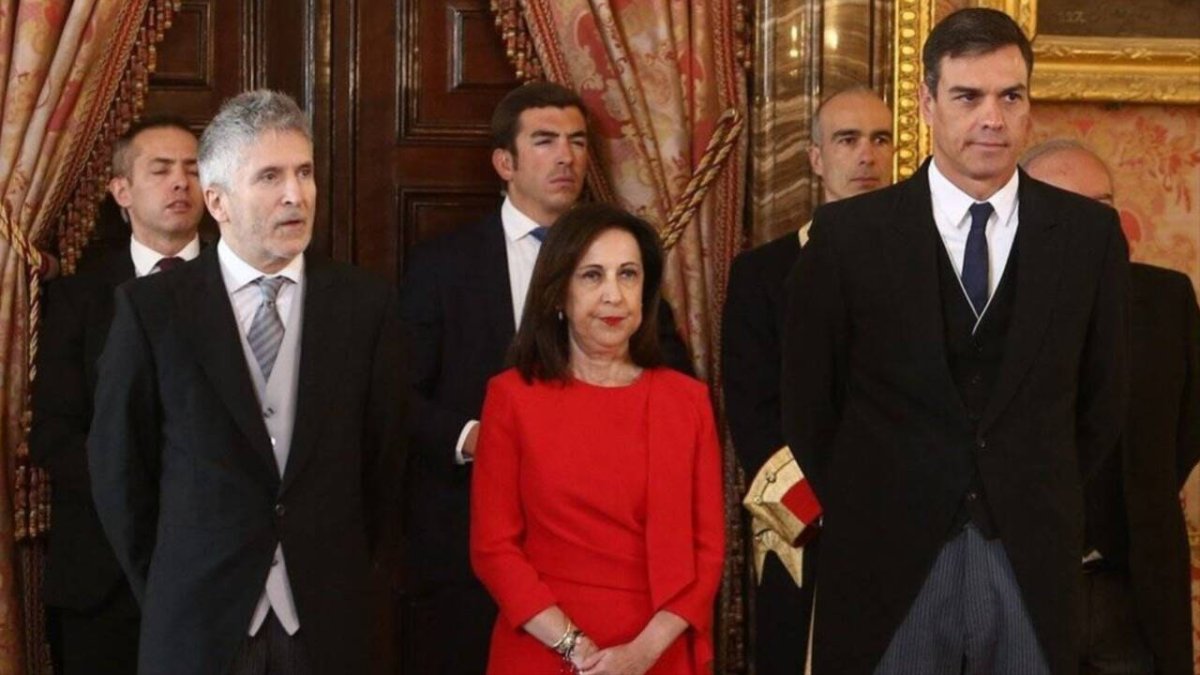 Fernando Grande-Marlaska, Margarita Robles y Pedro Sánchez