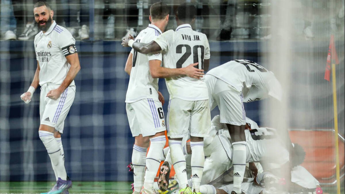 Los jugadores del Real Madrid, celebrando el gol de Dani Ceballos.