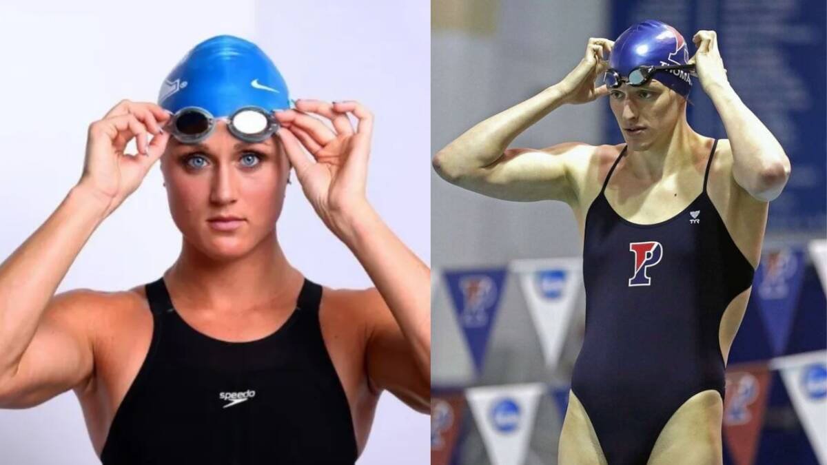 A la izquierda, la nadadora Riley Gaines, y a la derecha, su competidora Lia Thomas.