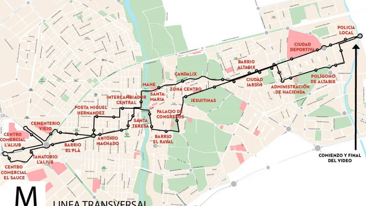 La nueva linea M de Elche conectará la zona nueva de Altabix con la zona oeste