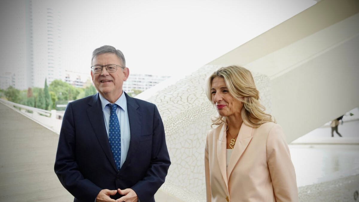 La vicepresidenta y ministra de Trabajo, Yolanda Díaz, junto al presidente de la Generalitat, Ximo Puig, en su visita a Valencia.