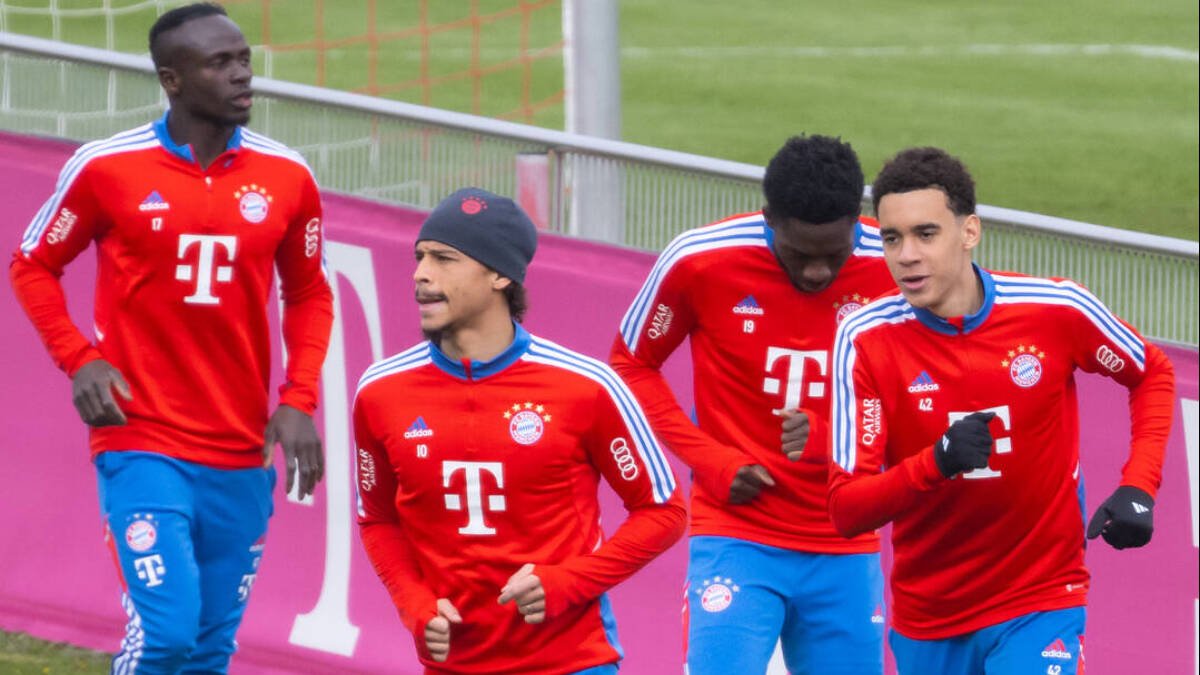 Mané y Sané, a la izquierda de la imagen, en un entrenamiento del Bayern de Munich.