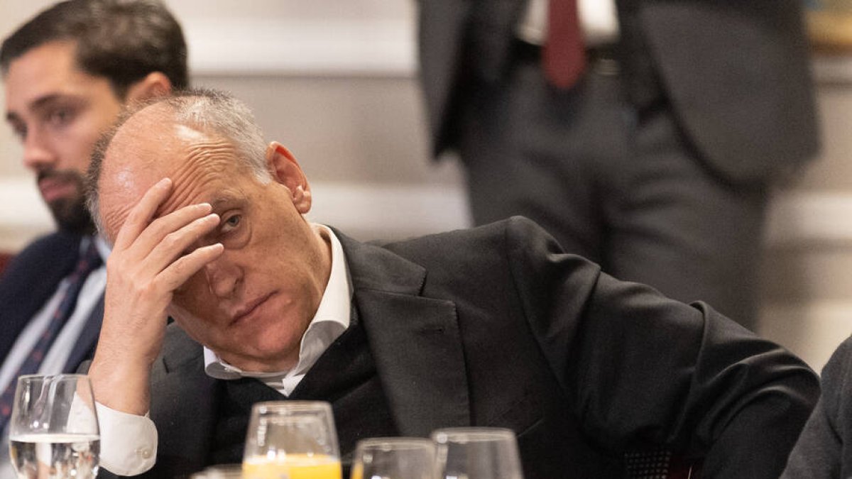 El presidente de LaLiga, Javier Tebas, durante un desayuno informativo de Europa Press - EUROPA PRESS