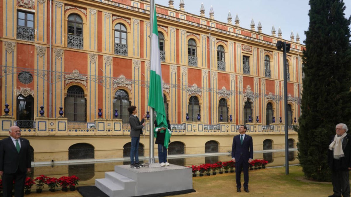 El presidente de la Junta de Andalucía, Juanma Moreno (PP-A), durante la celebración del Día de la Bandera.