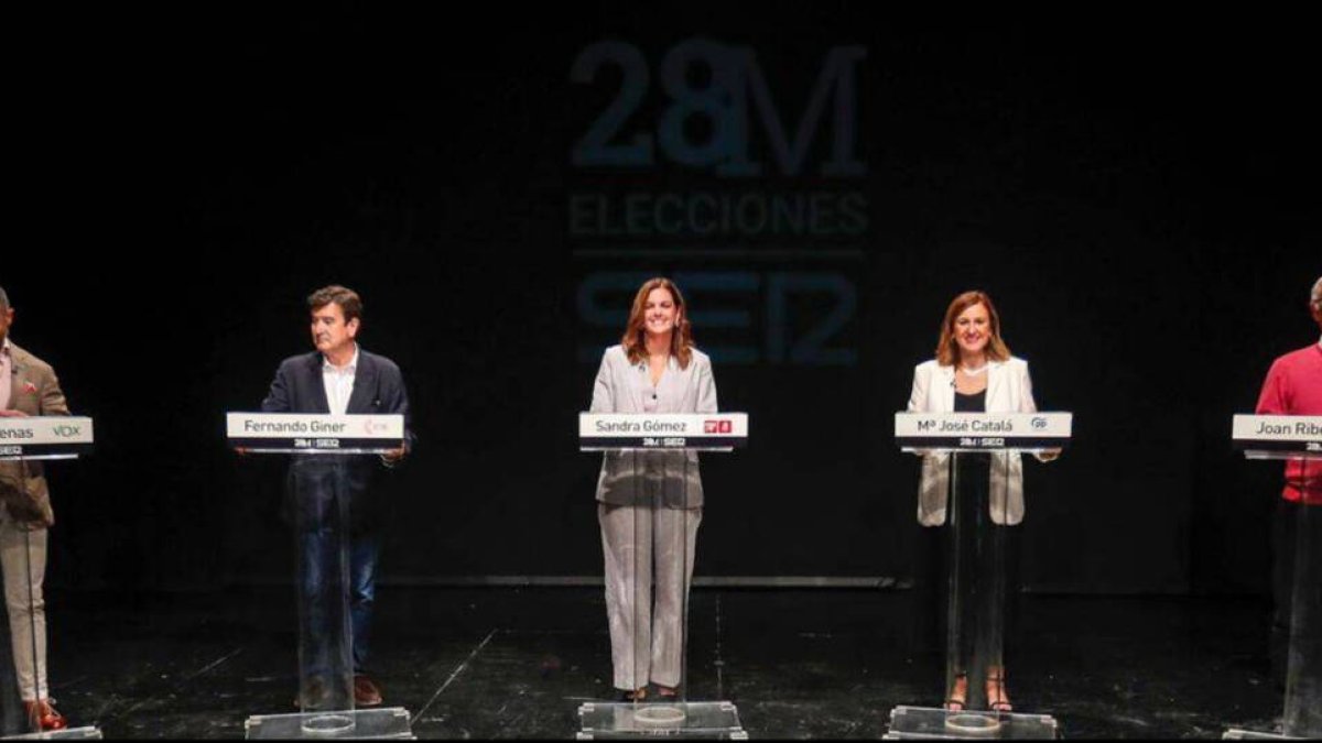 Badenas, Giner, Gómez, Catalás y Ribó en el primer debate de la alcaldía de Valencia