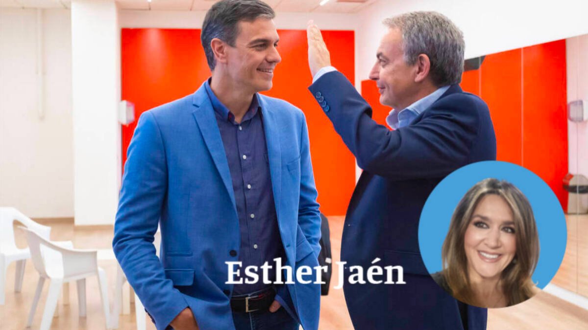 El presidente del Gobierno, Pedro Sánchez, charla con el expresidente, José Luis Rodríguez Zapatero.