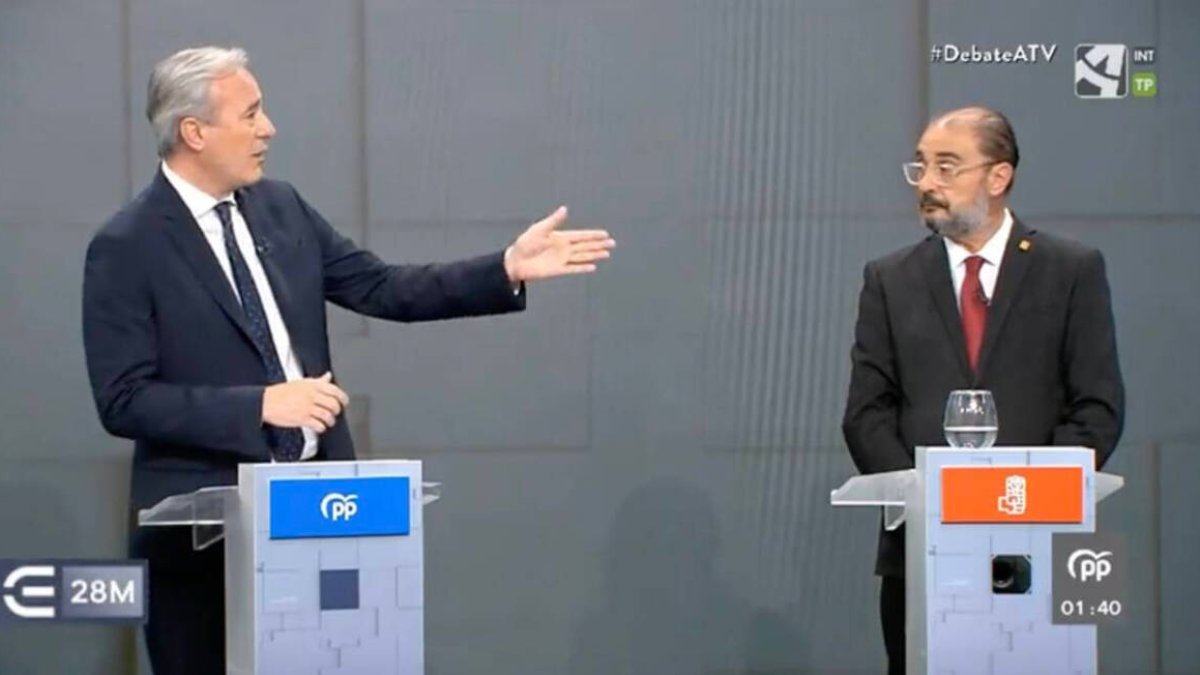 Jorge Azcón y Javier Lambán en el debate de Aragón
