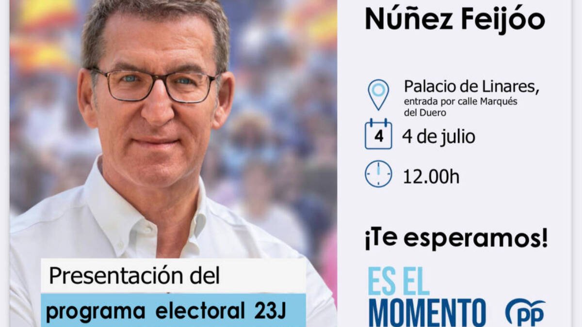 Cartel von el que el PP promocionará la presentación de su programa electoral