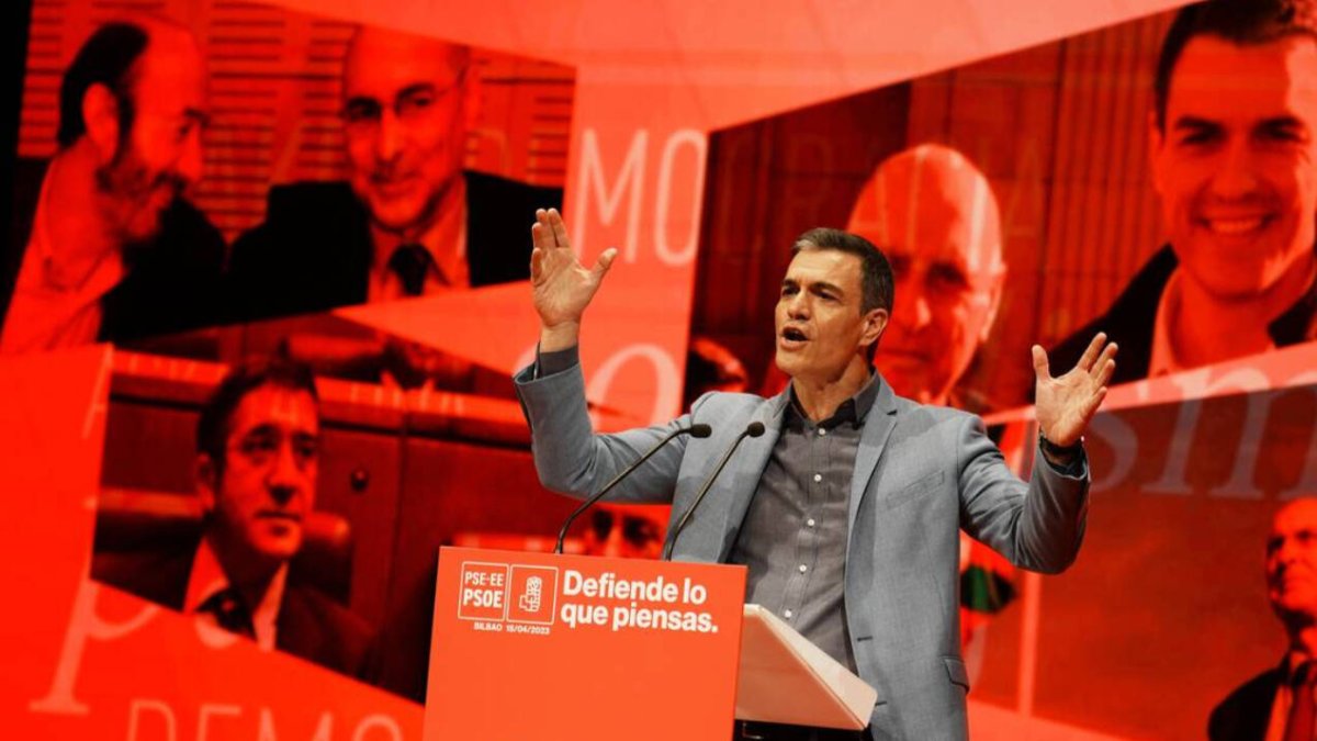 Imagen de Pedro Sánchez en un reciente mitin