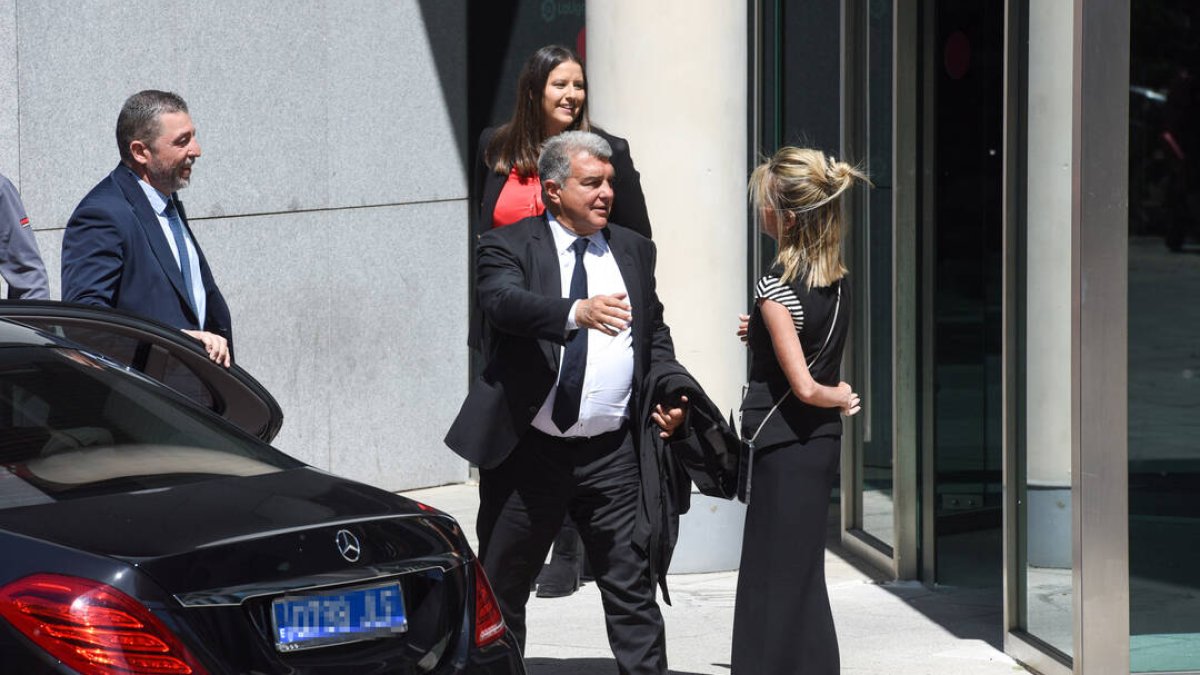 Joan Laporta, presidente del Barcelona, a la entrada de la Asamblea Extraordinaria de LaLiga.