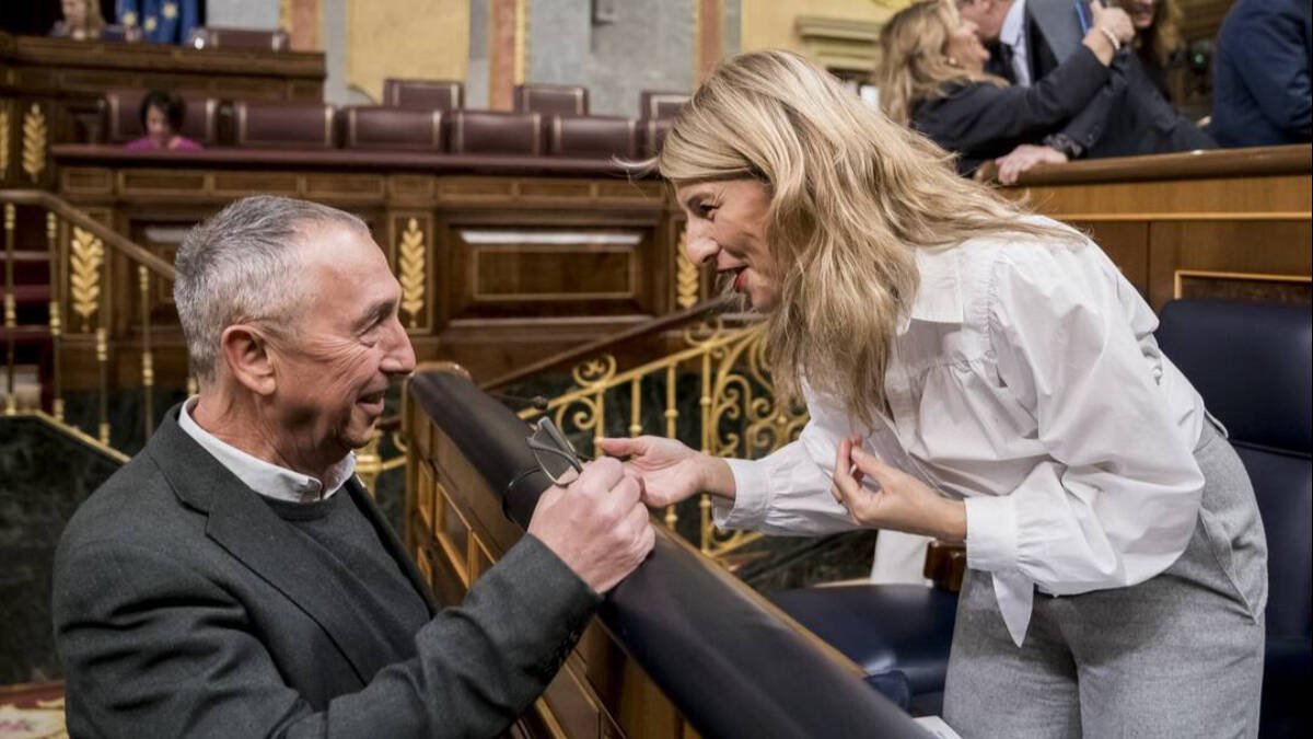 Joan Baldoví y Yolanda Díaz en el Congreso de los Diputados.