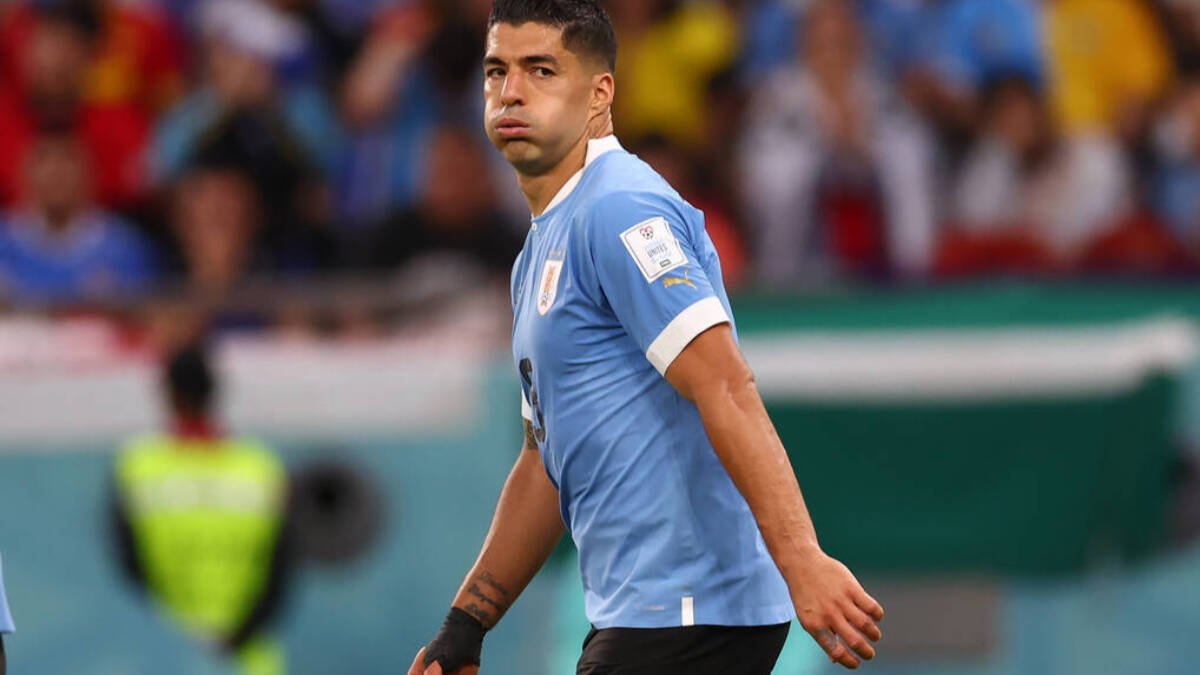 Luis Suárez durante el partido de Uruguay.