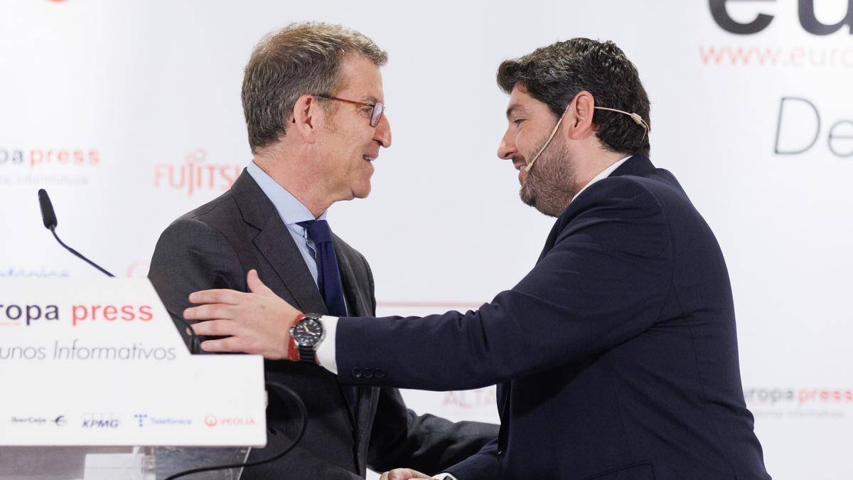 Fernando López Miras, en un acto con Feijóo