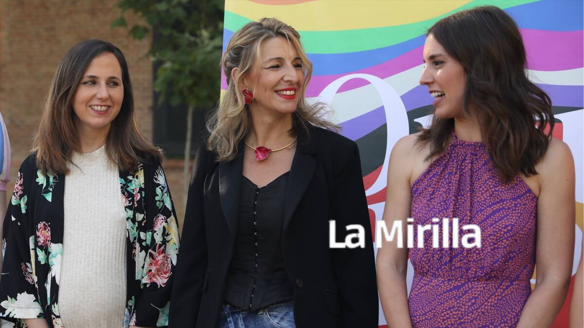Ione Belarra, Yolanda Díaz e Irene Montero.