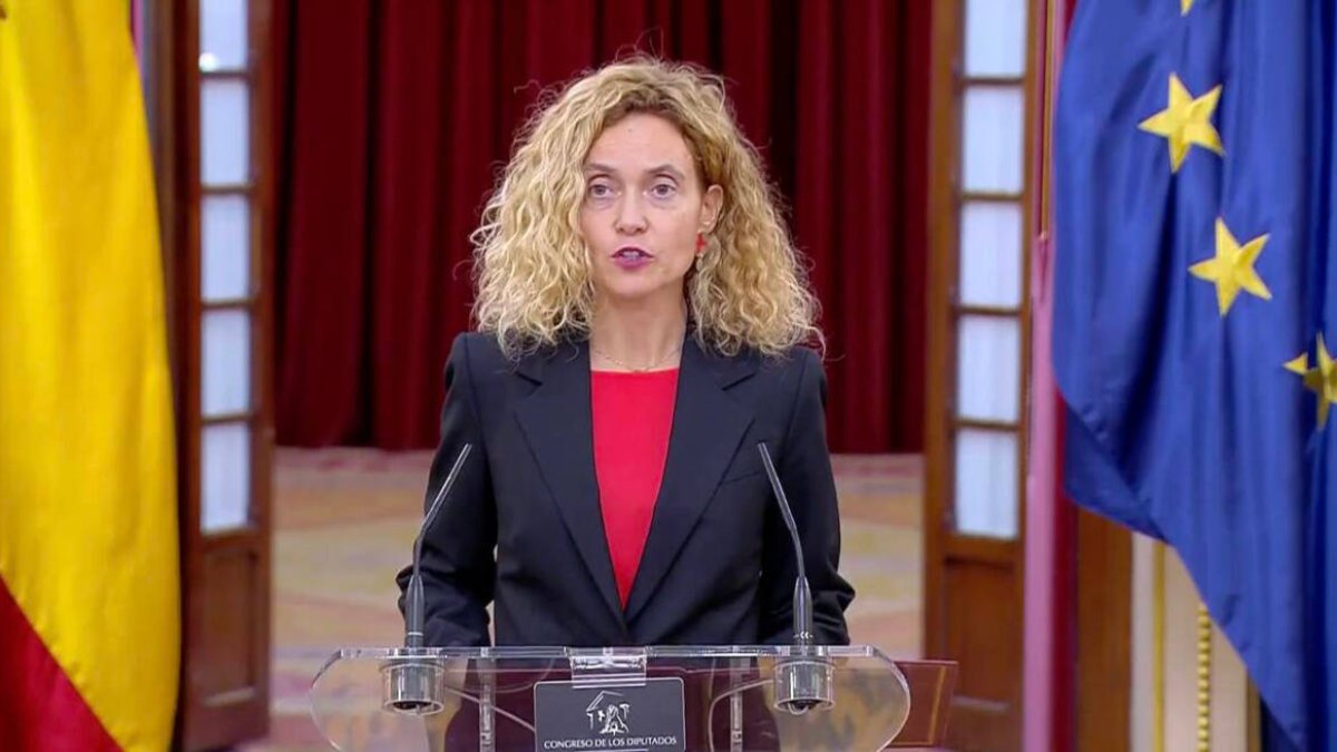 La presidenta de Congreso, Meritxell Batet, en su declaración institucional